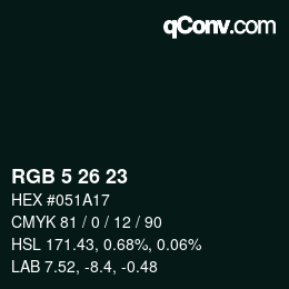 Color code: RGB 5 26 23 | qconv.com