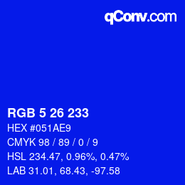 Color code: RGB 5 26 233 | qconv.com