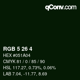 Color code: RGB 5 26 4 | qconv.com
