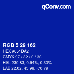 カラーコード: RGB 5 29 162 | qconv.com