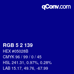 Color code: RGB 5 2 139 | qconv.com