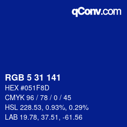 Color code: RGB 5 31 141 | qconv.com