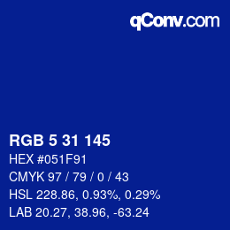 Color code: RGB 5 31 145 | qconv.com