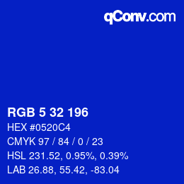 Color code: RGB 5 32 196 | qconv.com