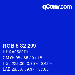 Color code: RGB 5 32 209 | qconv.com