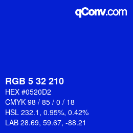 Color code: RGB 5 32 210 | qconv.com