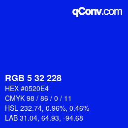 Color code: RGB 5 32 228 | qconv.com