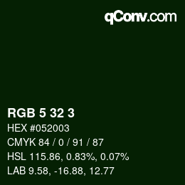Color code: RGB 5 32 3 | qconv.com