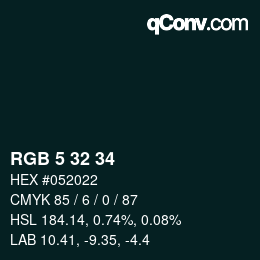 カラーコード: RGB 5 32 34 | qconv.com