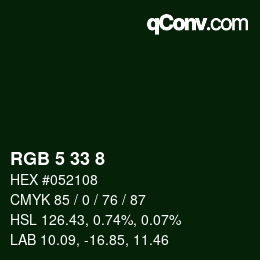カラーコード: RGB 5 33 8 | qconv.com