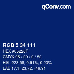 Color code: RGB 5 34 111 | qconv.com