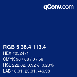 カラーコード: RGB 5 36.4 113.4 | qconv.com