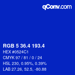 カラーコード: RGB 5 36.4 193.4 | qconv.com