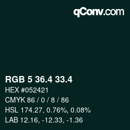 カラーコード: RGB 5 36.4 33.4 | qconv.com