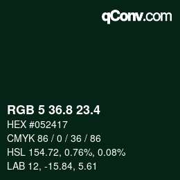 カラーコード: RGB 5 36.8 23.4 | qconv.com