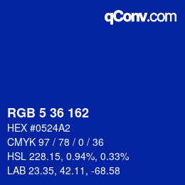 Color code: RGB 5 36 162 | qconv.com