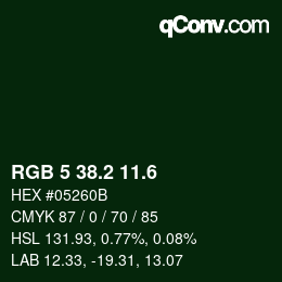 カラーコード: RGB 5 38.2 11.6 | qconv.com