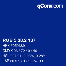 カラーコード: RGB 5 38.2 137 | qconv.com
