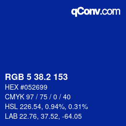 Color code: RGB 5 38.2 153 | qconv.com