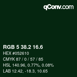 カラーコード: RGB 5 38.2 16.6 | qconv.com