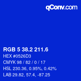 カラーコード: RGB 5 38.2 211.6 | qconv.com