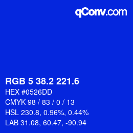 カラーコード: RGB 5 38.2 221.6 | qconv.com