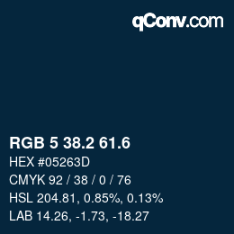カラーコード: RGB 5 38.2 61.6 | qconv.com