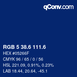カラーコード: RGB 5 38.6 111.6 | qconv.com
