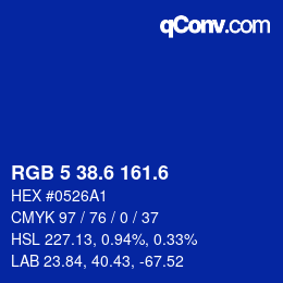 カラーコード: RGB 5 38.6 161.6 | qconv.com