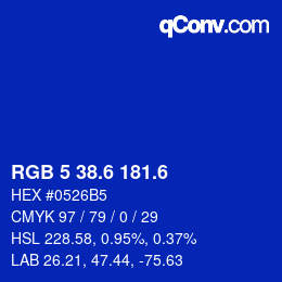 カラーコード: RGB 5 38.6 181.6 | qconv.com