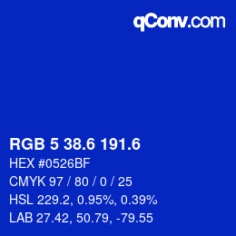 カラーコード: RGB 5 38.6 191.6 | qconv.com