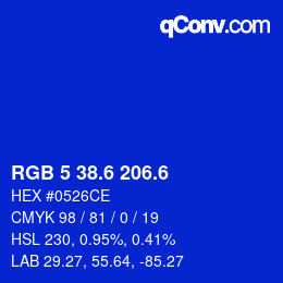 カラーコード: RGB 5 38.6 206.6 | qconv.com