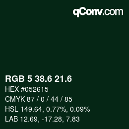 カラーコード: RGB 5 38.6 21.6 | qconv.com