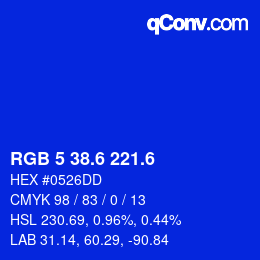 カラーコード: RGB 5 38.6 221.6 | qconv.com