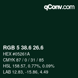 カラーコード: RGB 5 38.6 26.6 | qconv.com