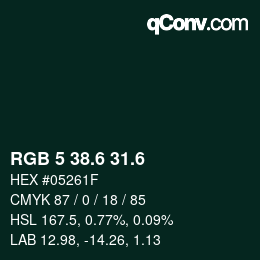 カラーコード: RGB 5 38.6 31.6 | qconv.com