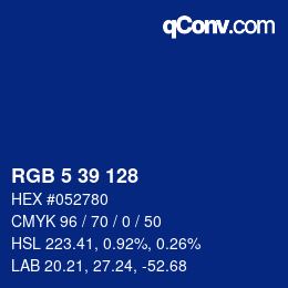 Code couleur: RGB 5 39 128 | qconv.com