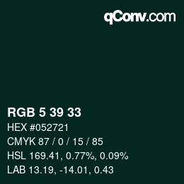 Color code: RGB 5 39 33 | qconv.com