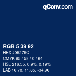 颜色代码: RGB 5 39 92 | qconv.com