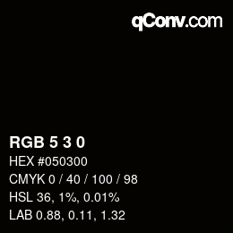 Color code: RGB 5 3 0 | qconv.com