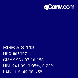 Color code: RGB 5 3 113 | qconv.com