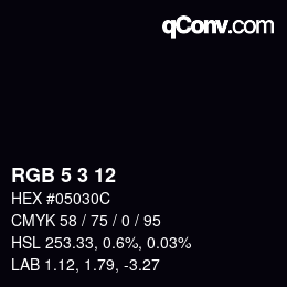 Color code: RGB 5 3 12 | qconv.com