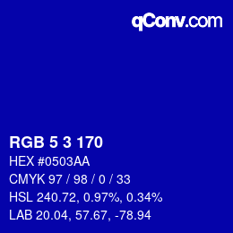 Color code: RGB 5 3 170 | qconv.com