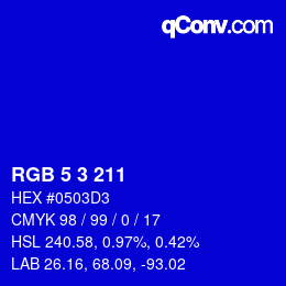 Color code: RGB 5 3 211 | qconv.com