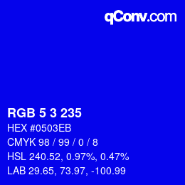 Color code: RGB 5 3 235 | qconv.com