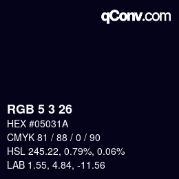 Color code: RGB 5 3 26 | qconv.com