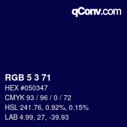 カラーコード: RGB 5 3 71 | qconv.com