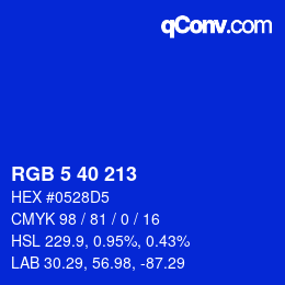 Color code: RGB 5 40 213 | qconv.com