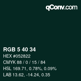 Farbcode: RGB 5 40 34 | qconv.com