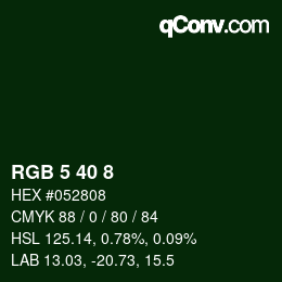 カラーコード: RGB 5 40 8 | qconv.com